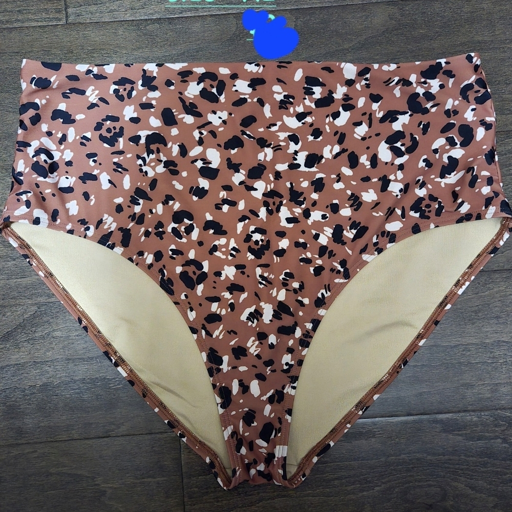 Leopard Print High-Waisted Bikini Bottoms